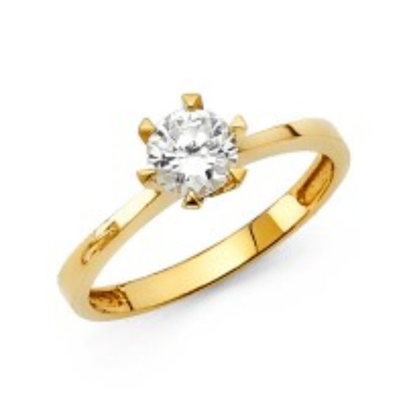 14K Yellow Gold CZ Engagement Ring - Picture 1 of 2